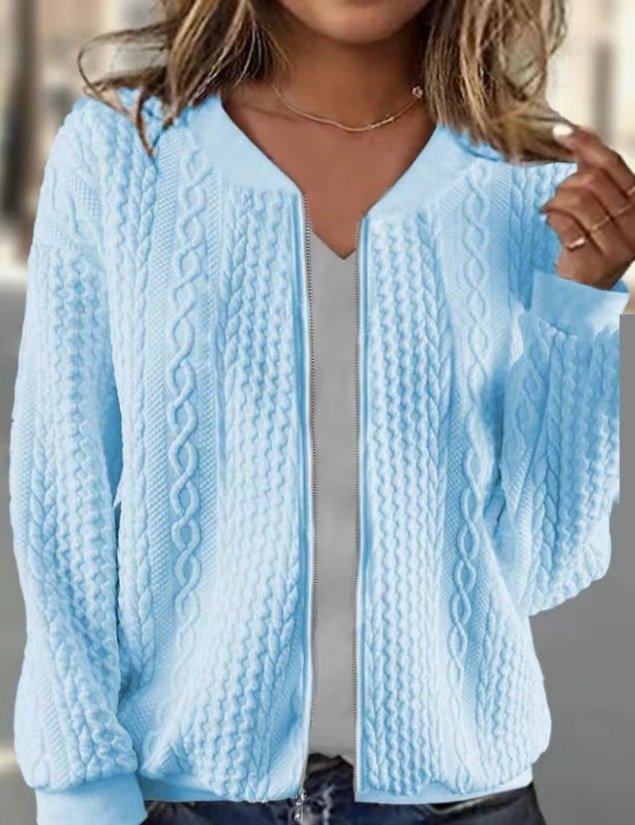 Loose Casual Plain Crew Neck Jacket