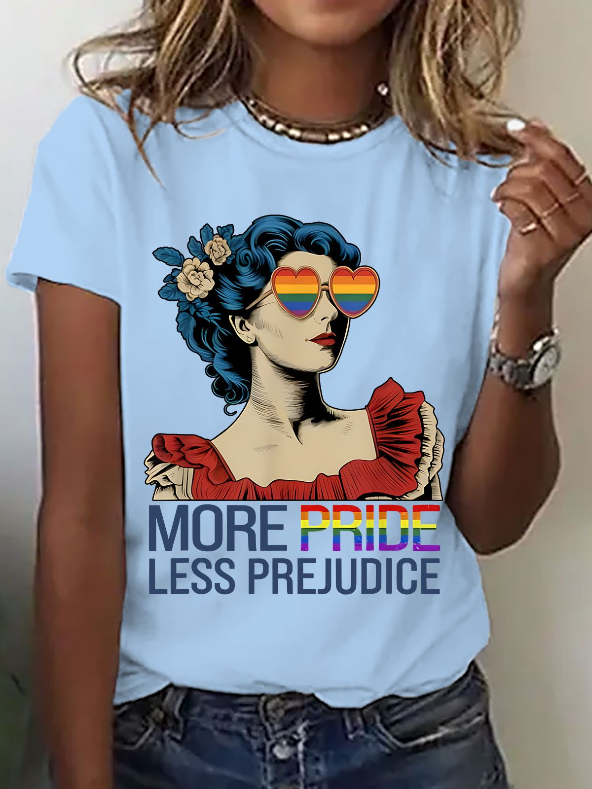 More Pride Less Prejudice Pride Month LGBTQ Cotton T-Shirt