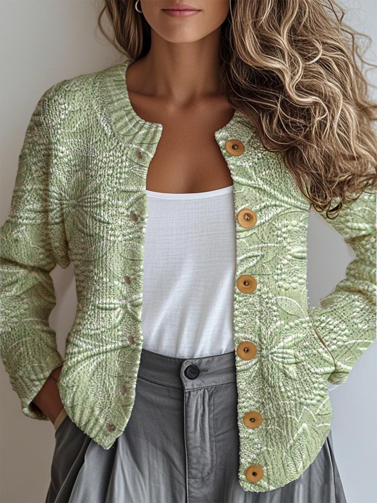 Vintage Crew Neck Cardigan