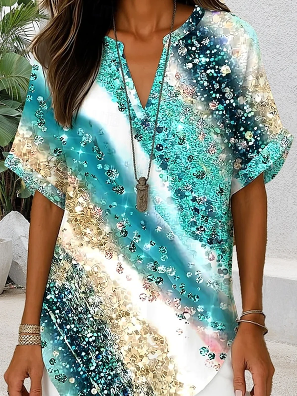 Elegant Abstract Graphic Blouse