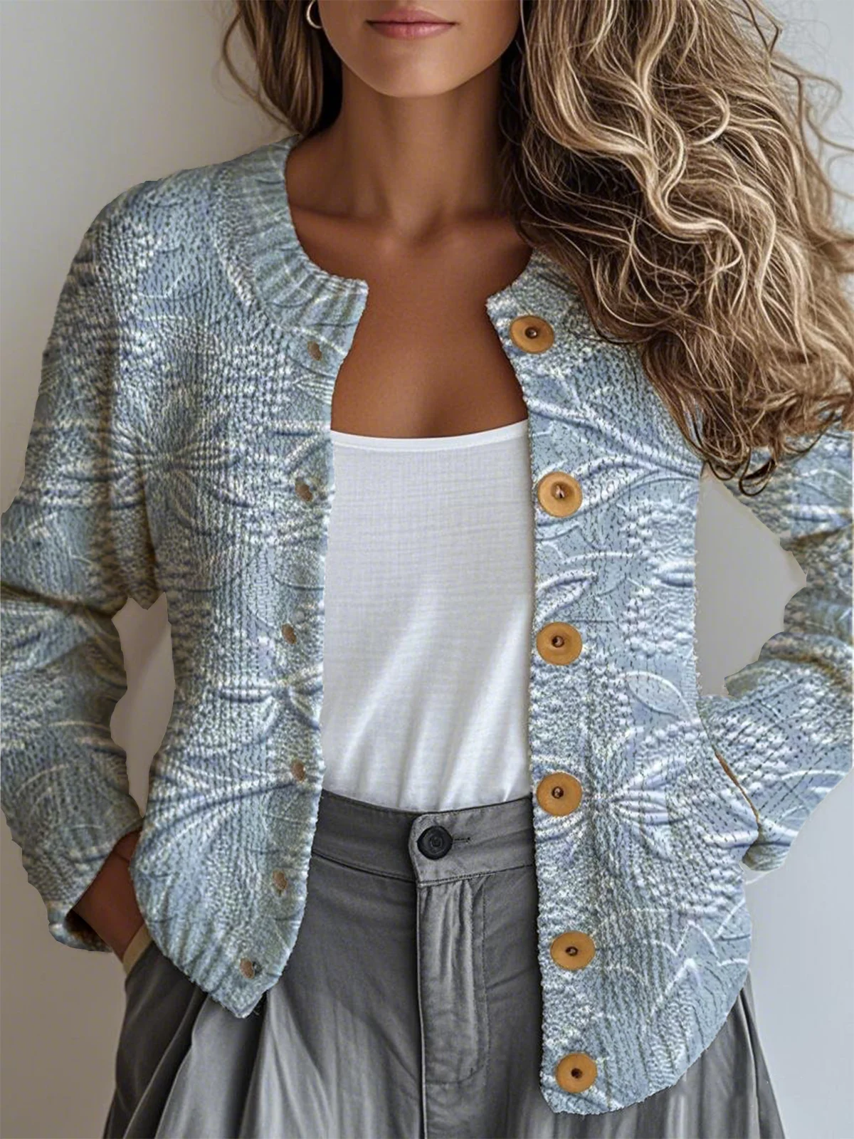 Vintage Crew Neck Cardigan