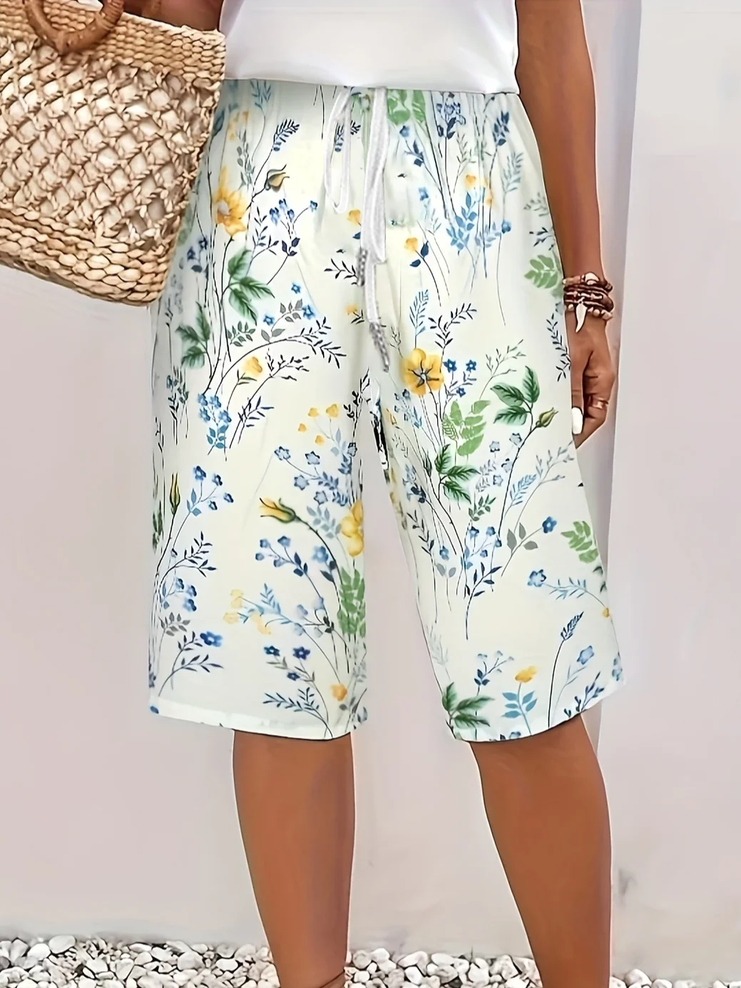 Women's  H-Line Straight Pants Daily Going Out Pants White Casual Printing Floral Summer Pants