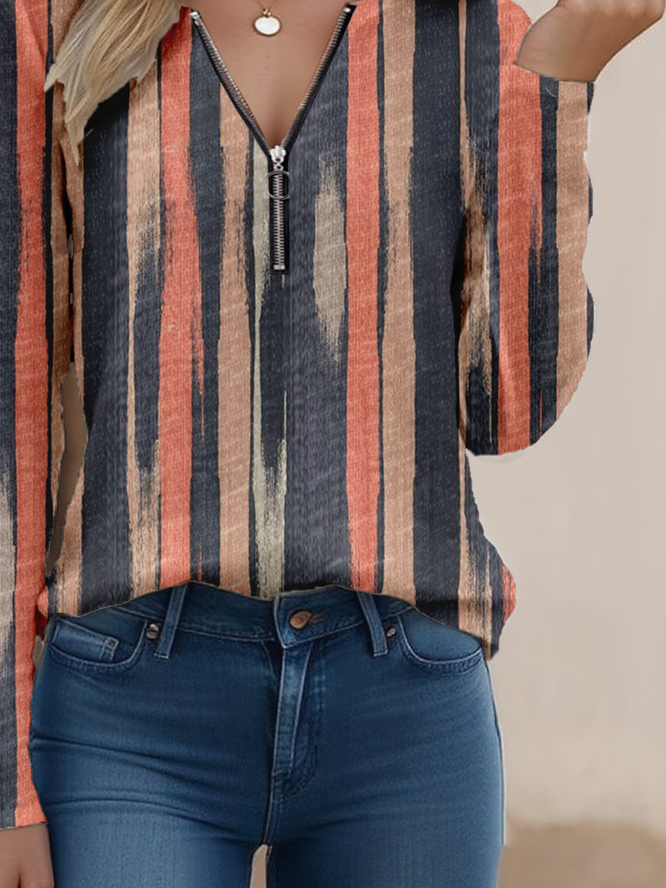 Cotton-Blend Geometric Vintage T-Shirt