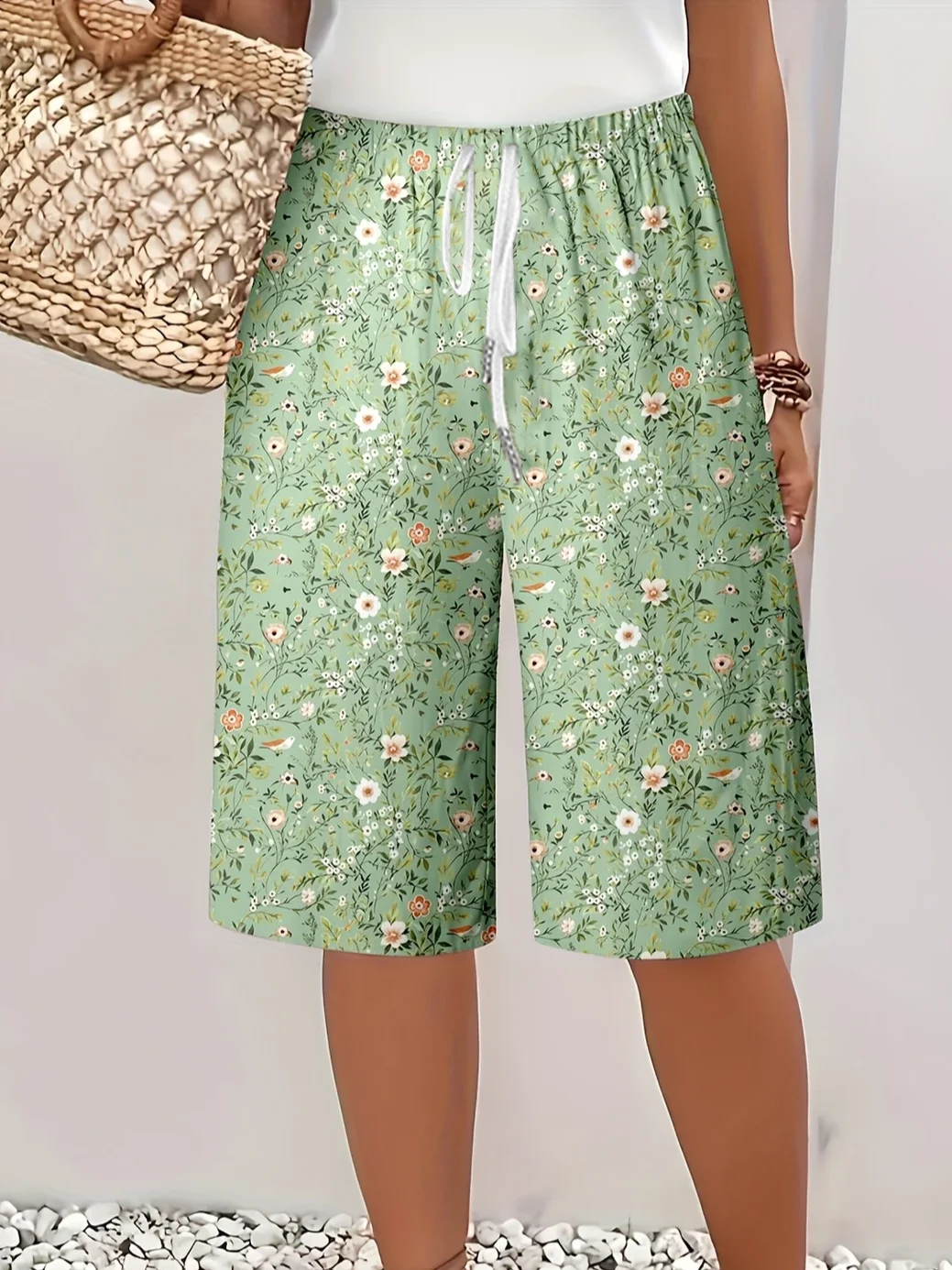 Women's  H-Line Straight Pants Daily Going Out Pants Green Casual Printing Floral Summer Pants