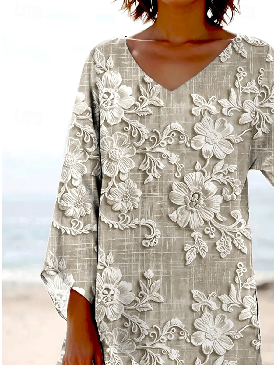 Print Casual V Neck Long Sleeve T-Shirt