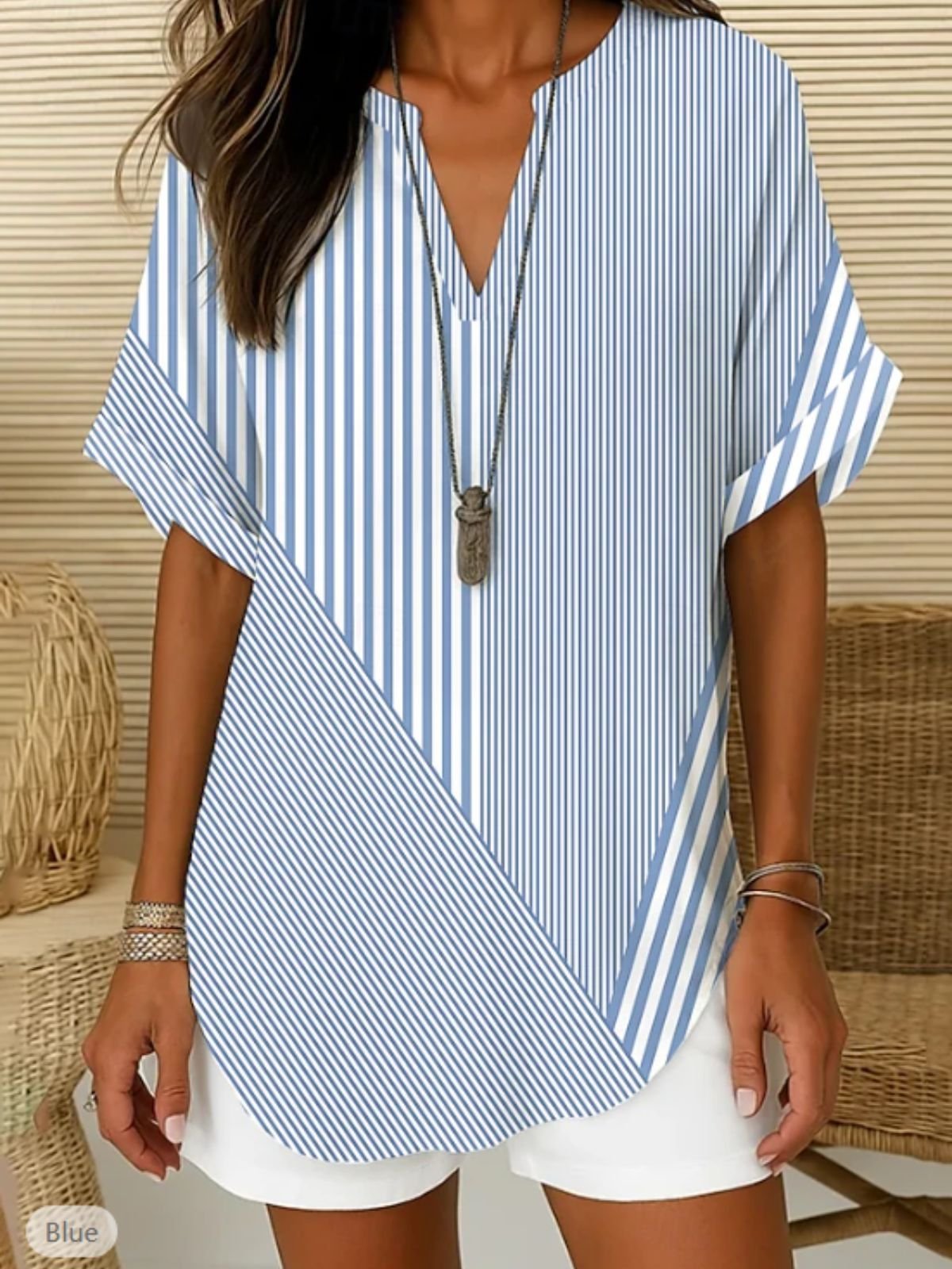 Elegant Shawl Collar Cotton Loose Blouse