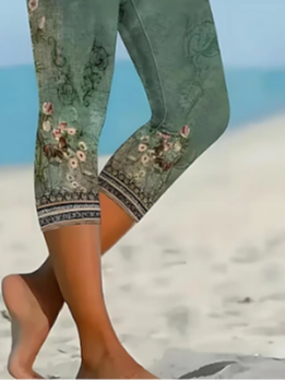 Women's casual tight print pants