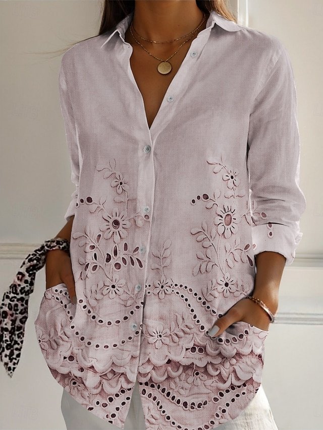 Casual Floral Shirt Collar Shirt