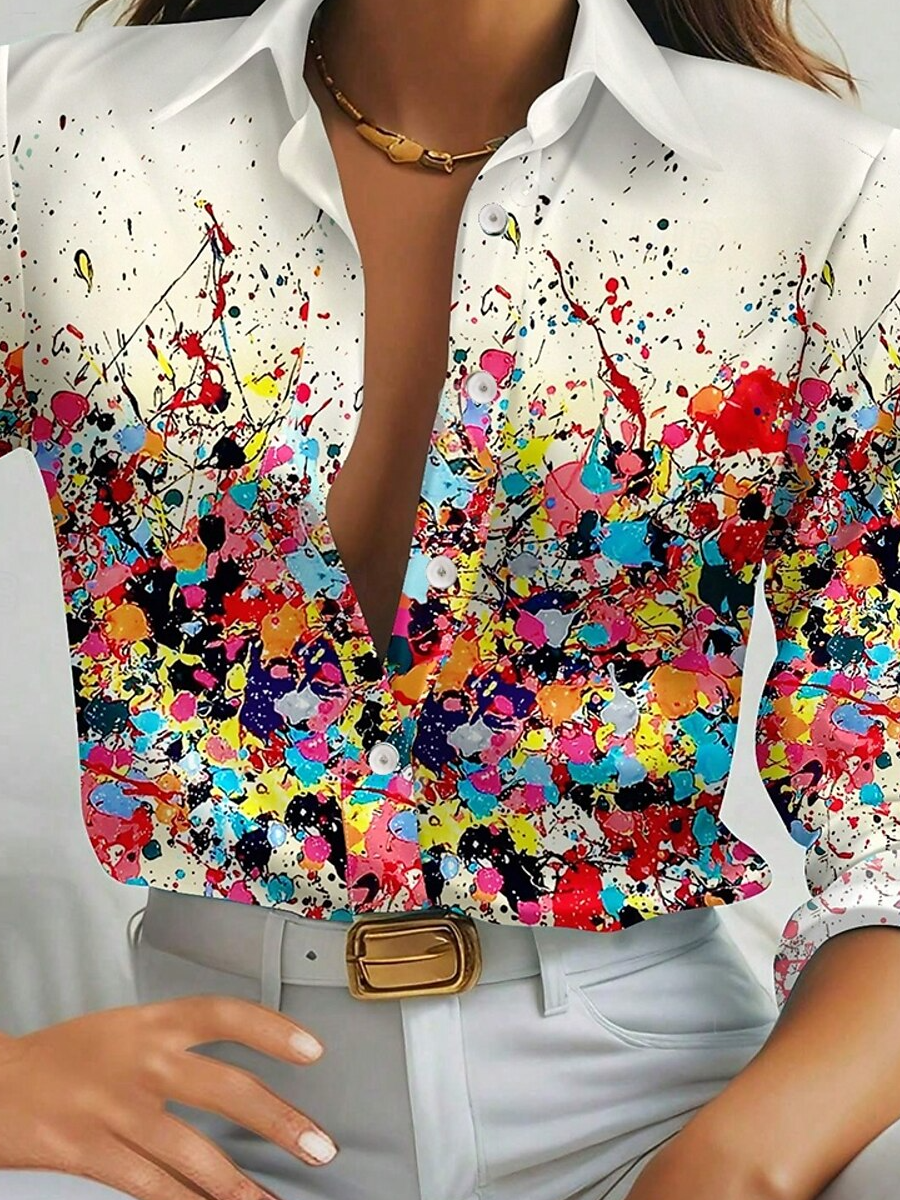 Shirt Collar Vintage Gradient Pattern Shirt