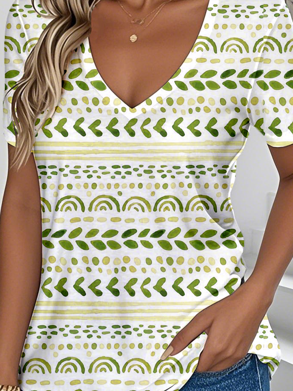 V Neck Jersey Casual T-Shirt