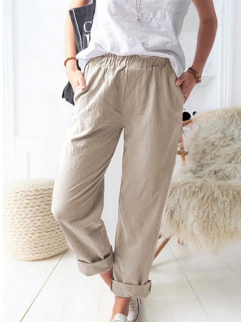Women's Casual Loose Pocket Solid Color Trousers