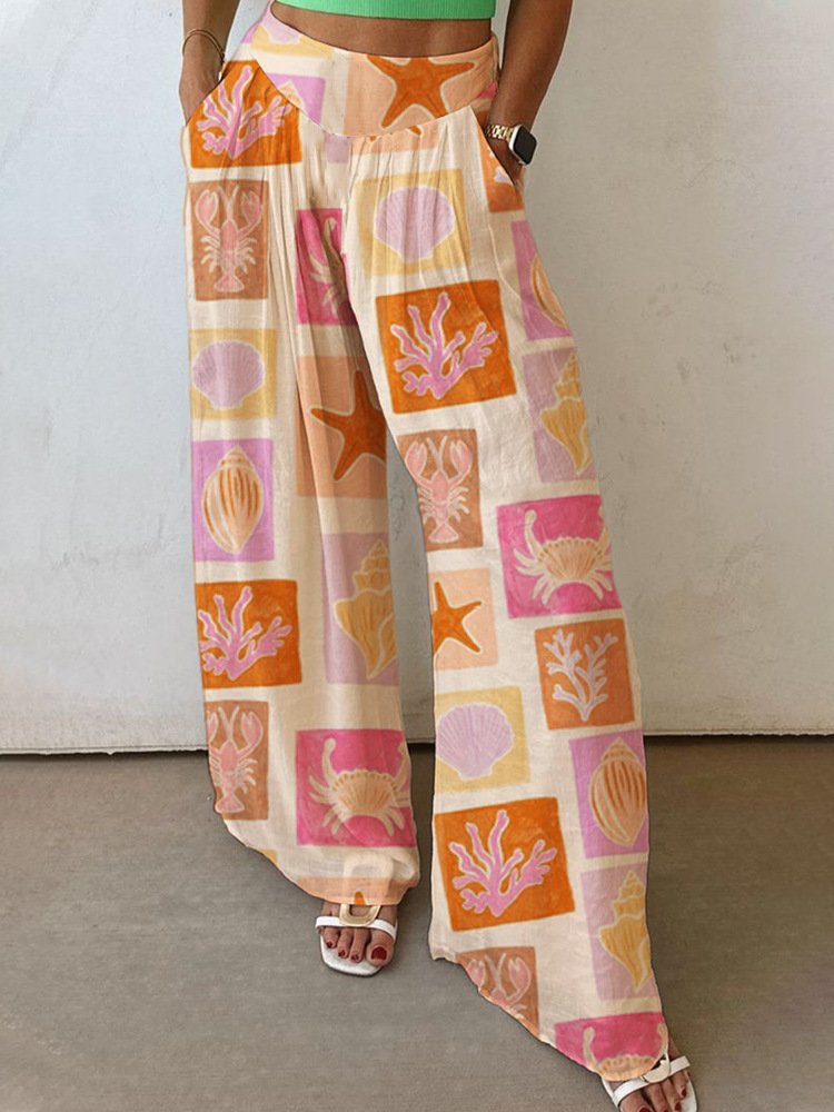 Women's  H-Line Wide Leg Pants Daily Going Out Pants Orange Casual Split Joint Shell Pants