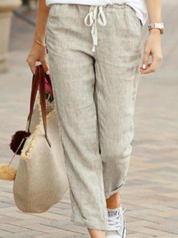Women's Casual Loose Pocket Solid Color Trousers