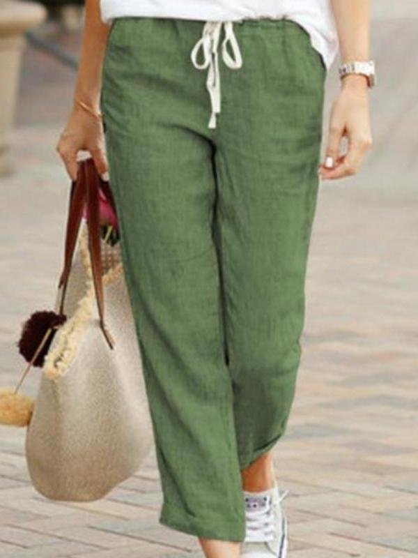 Women's Casual Loose Pocket Solid Color Trousers