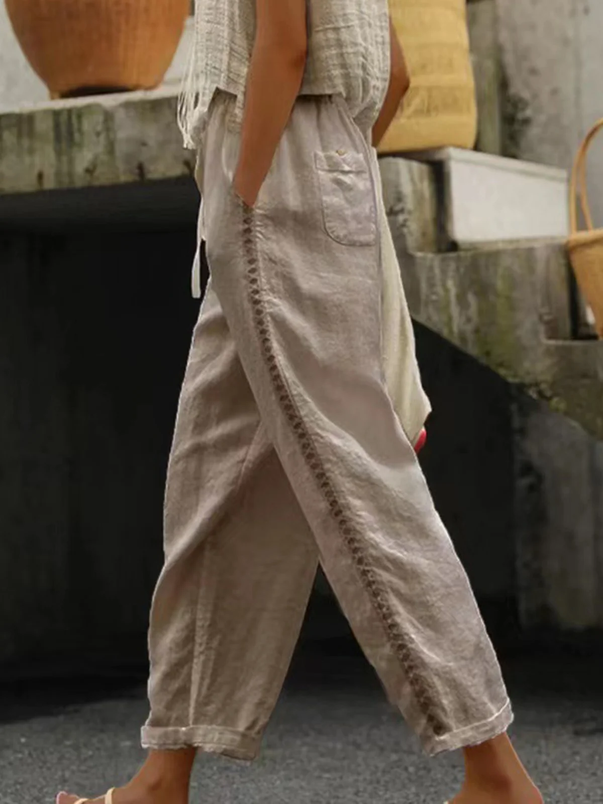 Casual Plain Straight Pants