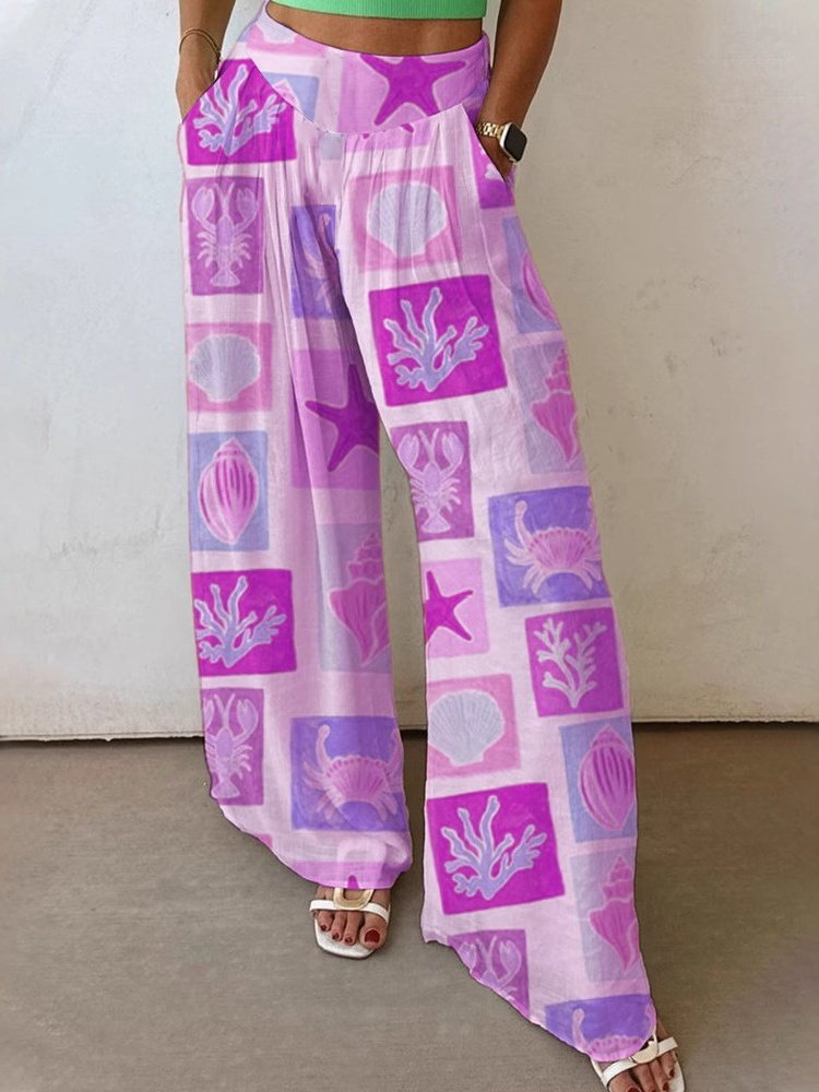 Women's  H-Line Wide Leg Pants Daily Going Out Pants Orange Casual Split Joint Shell Pants