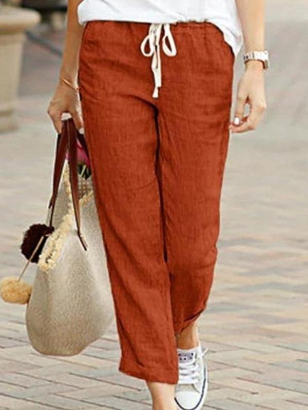 Women's Casual Loose Pocket Solid Color Trousers