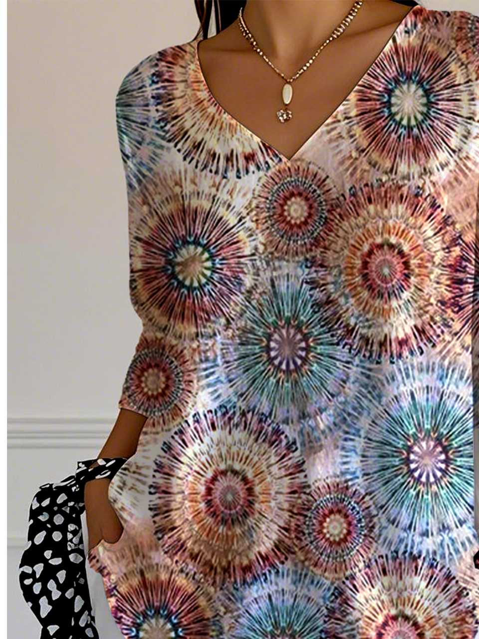 Women's V-Neck Three-Quarter Sleeve T-Shirt