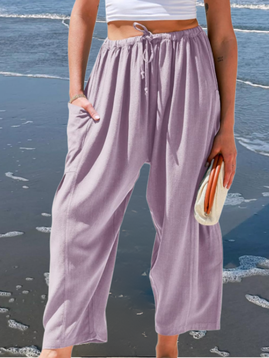 Women's  Elastic Waist H-Line Harem Pants Daily Going Out Pants Green Casual Split Joint Plain Spring/Fall Pants