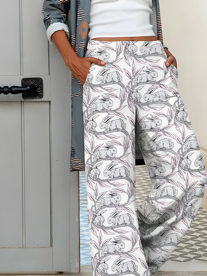 Casual Floral Loose Pants