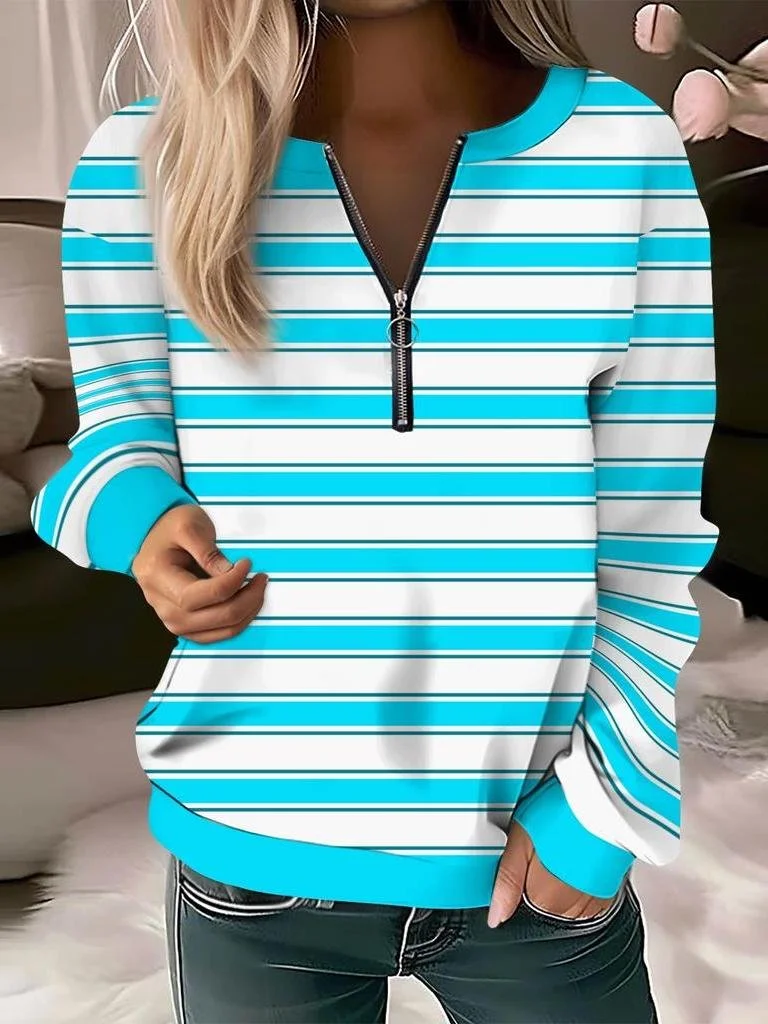 Women's Long Sleeve Front Center Zipper Sweatshirt