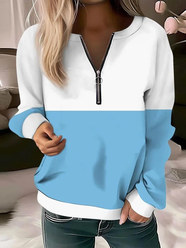 Women's Long Sleeve Front Center Zipper Sweatshirt