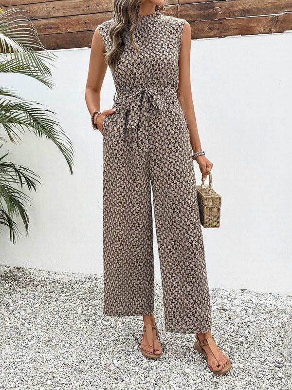 Women's H-Line Tank Crew Neck Daily Going Out Casual Printing Geometric Summer Long Jumpsuit Romper
