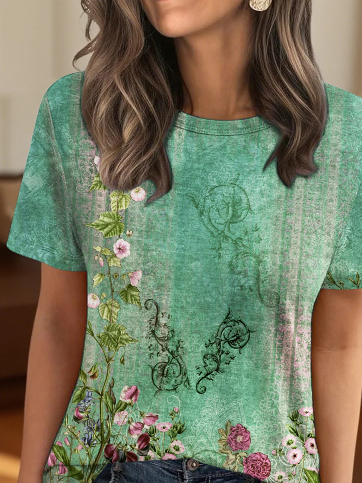 Casual Regular Fit Crew Neck Cotton T-Shirt