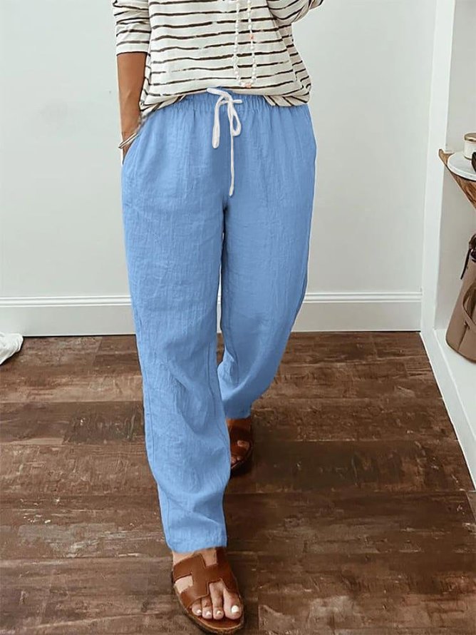 Casual Loose Plain Cotton Pants