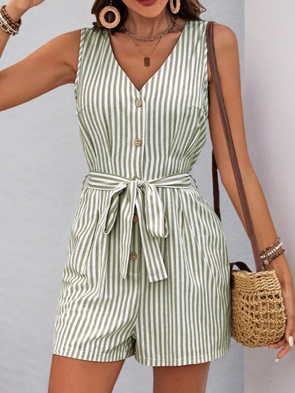 Women's H-Line Tank V Neck Daily Going Out Vintage Printing Geometric Summer Fifth Pants Jumpsuit Romper