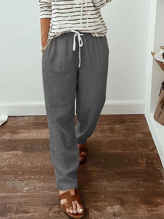 Casual Loose Plain Cotton Pants