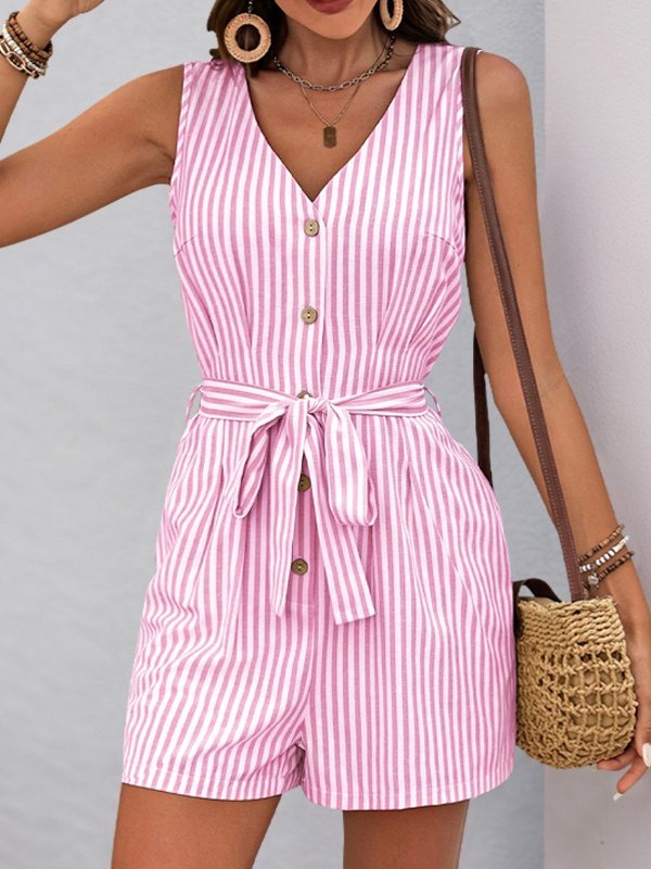 Women's H-Line Tank V Neck Daily Going Out Vintage Printing Geometric Summer Fifth Pants Jumpsuit Romper
