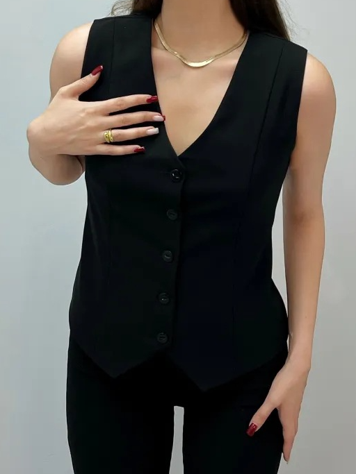 Women's Sleeveless Tank Top Summer White Plain Buckle V Neck Daily Going Out Simple Top