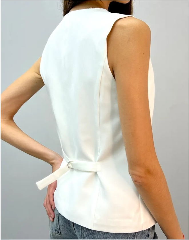 Women's Sleeveless Tank Top Summer White Plain Buckle V Neck Daily Going Out Simple Top