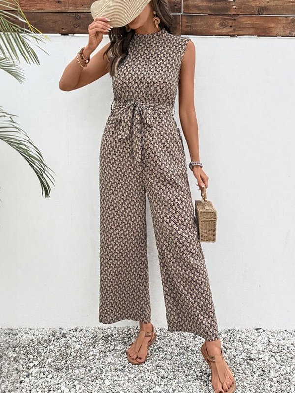 Women's H-Line Tank Crew Neck Daily Going Out Casual Printing Geometric Summer Long Jumpsuit Romper
