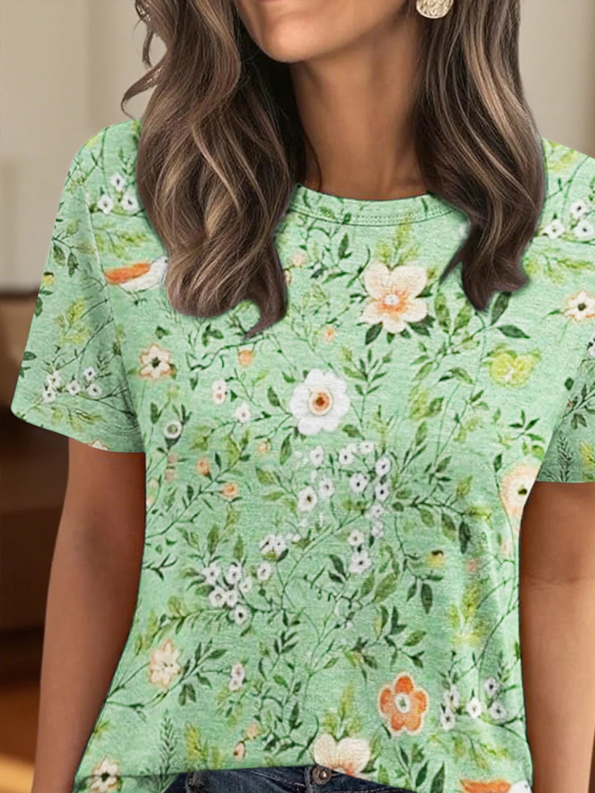 Floral Vintage Regular Fit Crew Neck T-Shirt