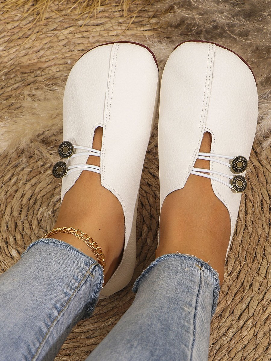 New Soft Leather Flat Casual Shoes For Women In Summer, Simple And Fashionable Large Size Women's Shoes