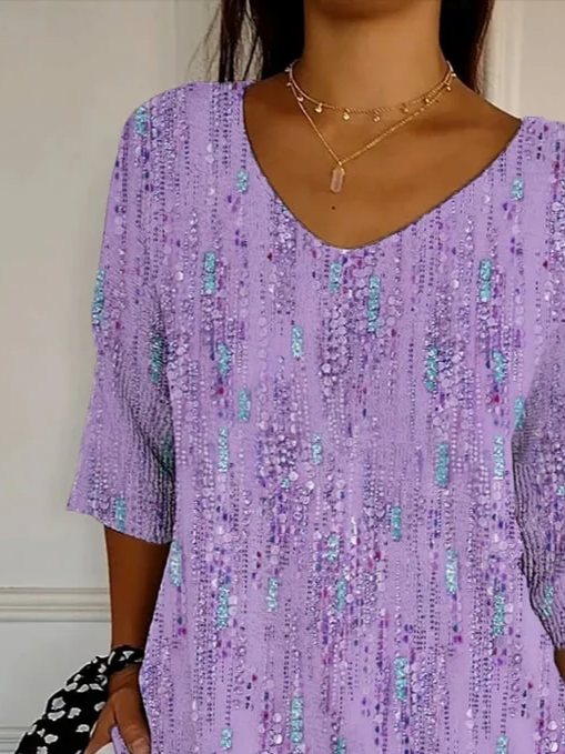 Women's Alzheimer's Disease Floral Print V-Neck T-Shirt