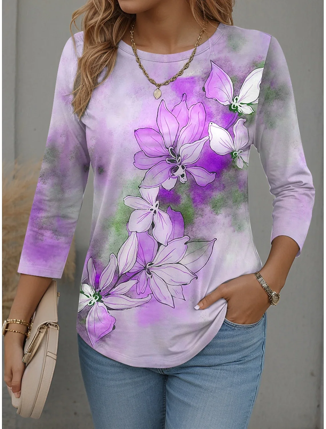 Casual Long Sleeve Round Neck T-Shirt