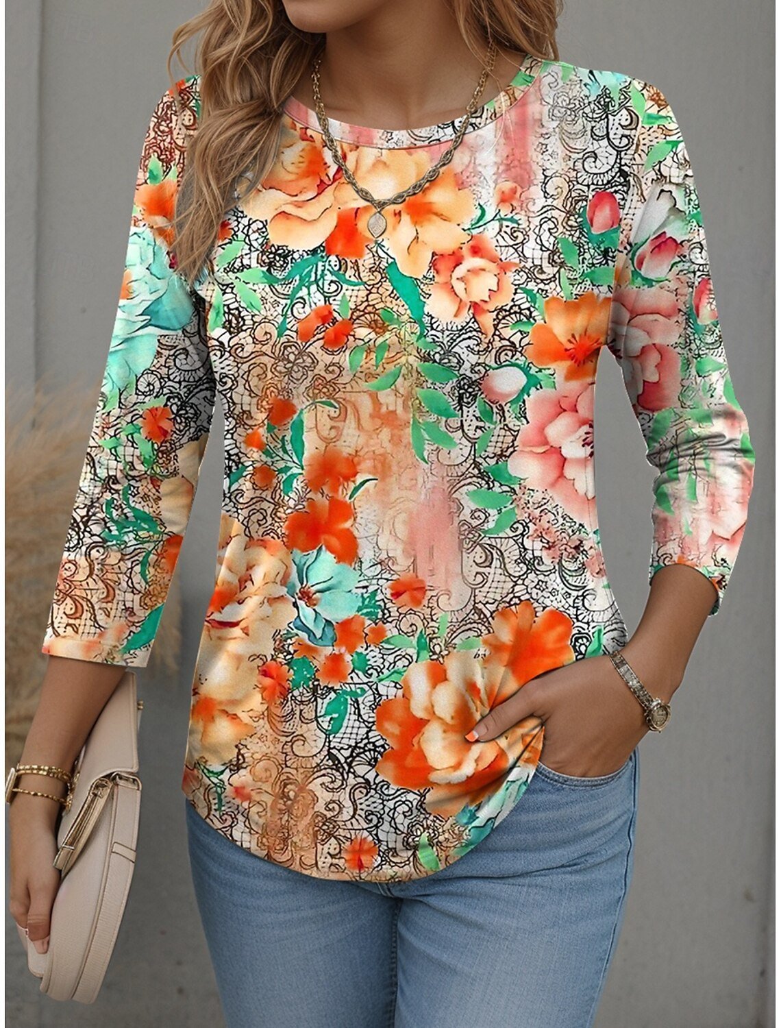 Casual Long Sleeve Round Neck T-Shirt