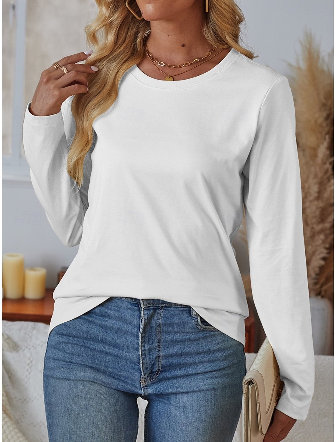 Casual Long Sleeve Round Neck T-Shirt