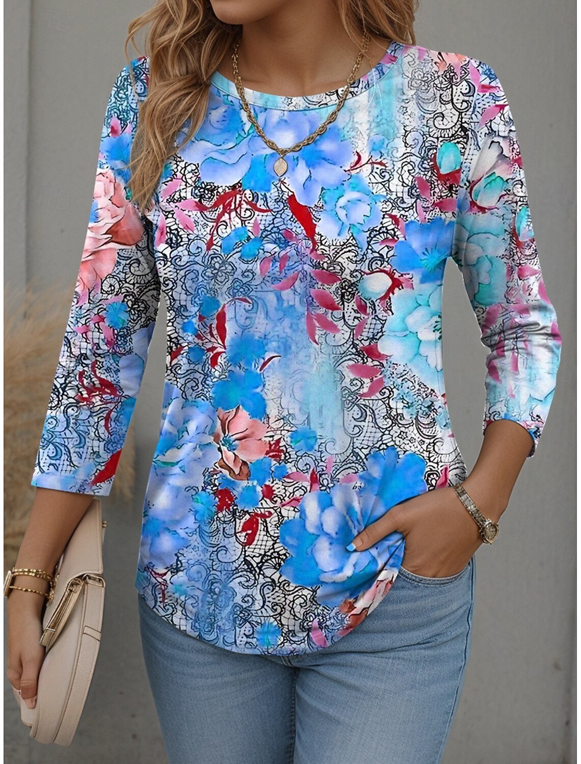 Casual Long Sleeve Round Neck T-Shirt
