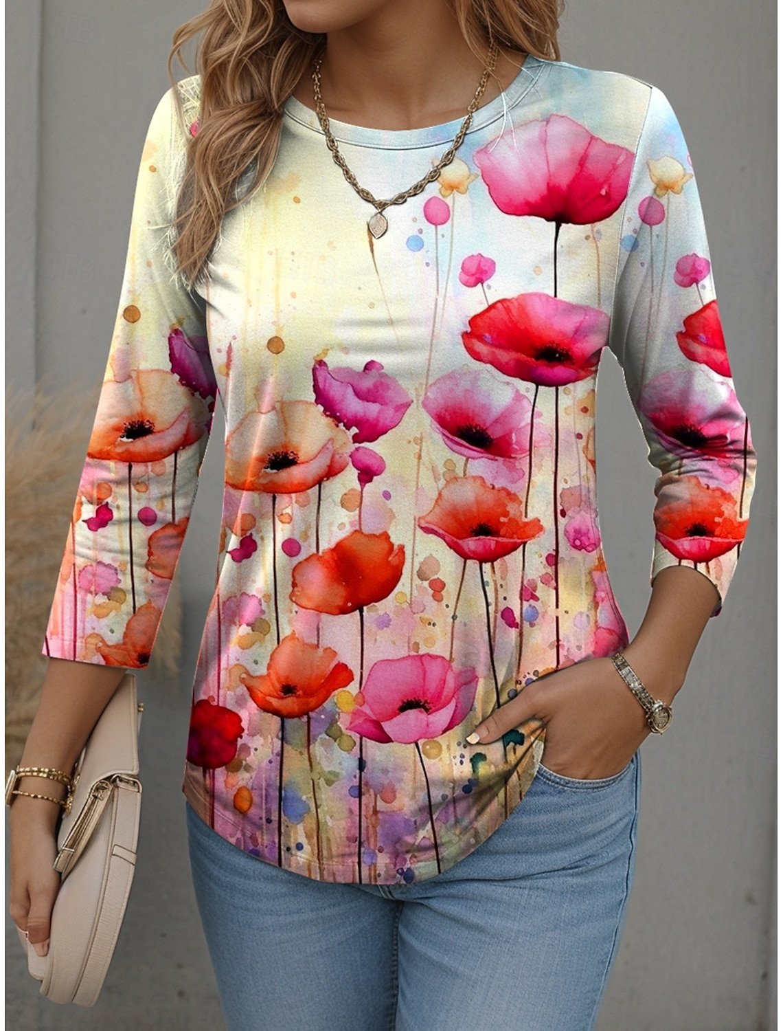 Casual Long Sleeve Round Neck T-Shirt