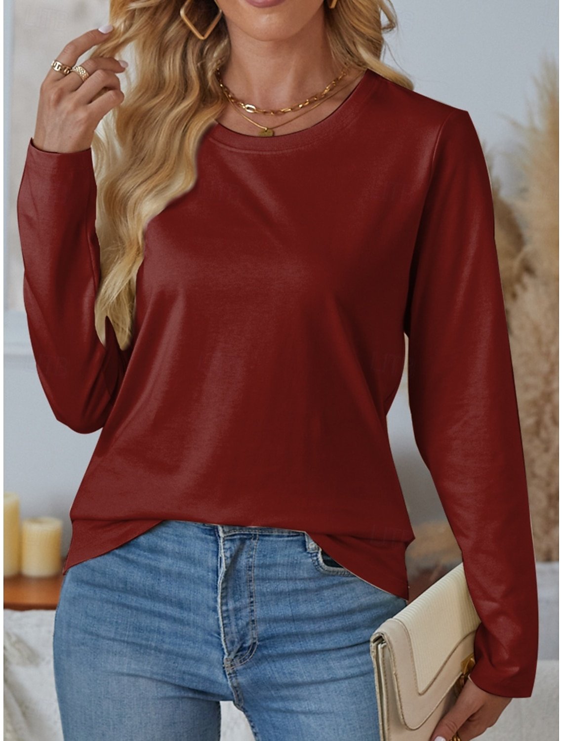 Casual Long Sleeve Round Neck T-Shirt