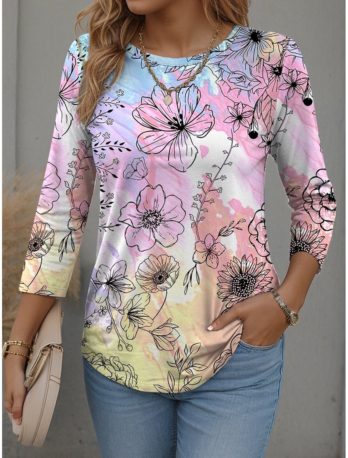 Casual Long Sleeve Round Neck T-Shirt