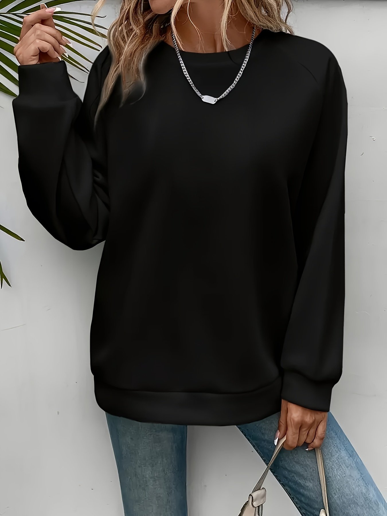 Crew Neck Regular Fit Plain Simple Sweatshirt