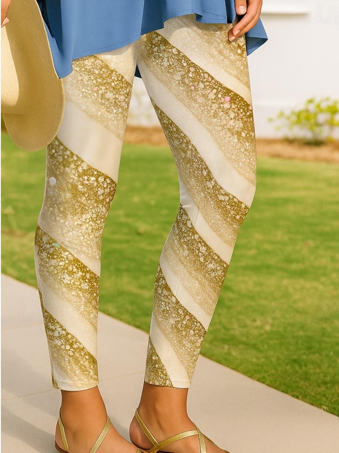 Women's Elegant Resort Vintage Full Length Sequin Gradient Leggings