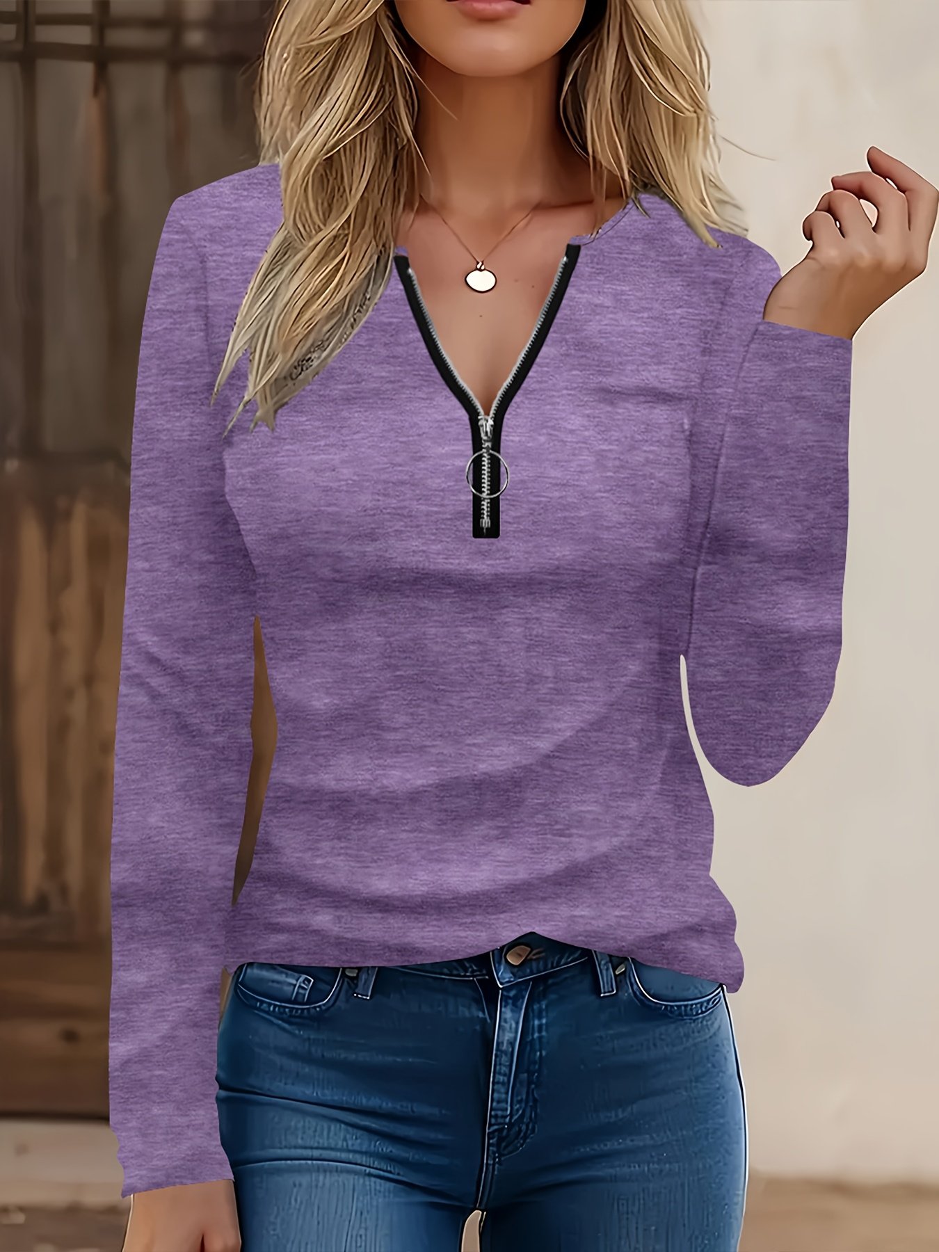 V Neck Cotton-Blend Loose Vintage T-Shirt