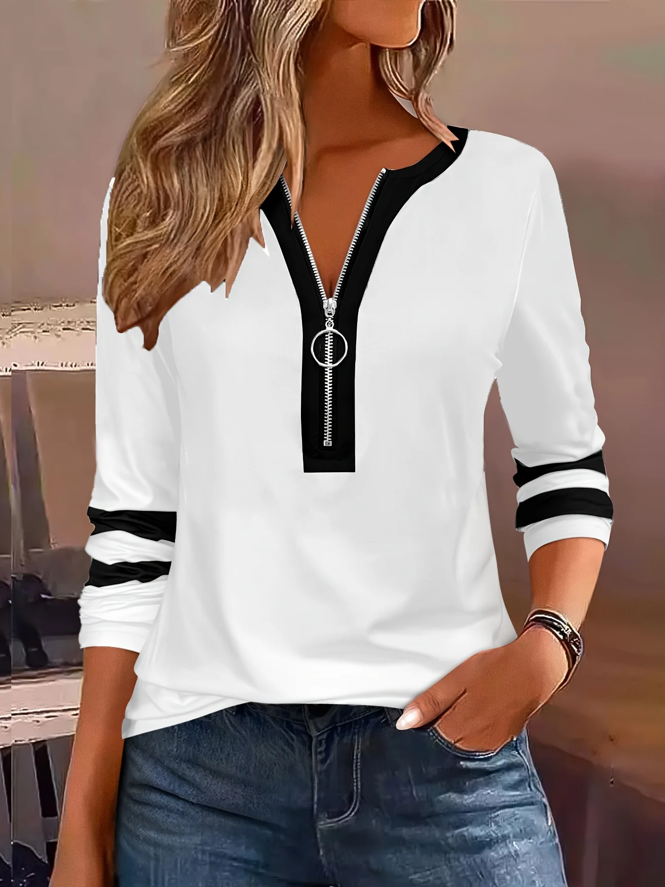 Cotton-Blend Vintage Multicolor Block T-Shirt