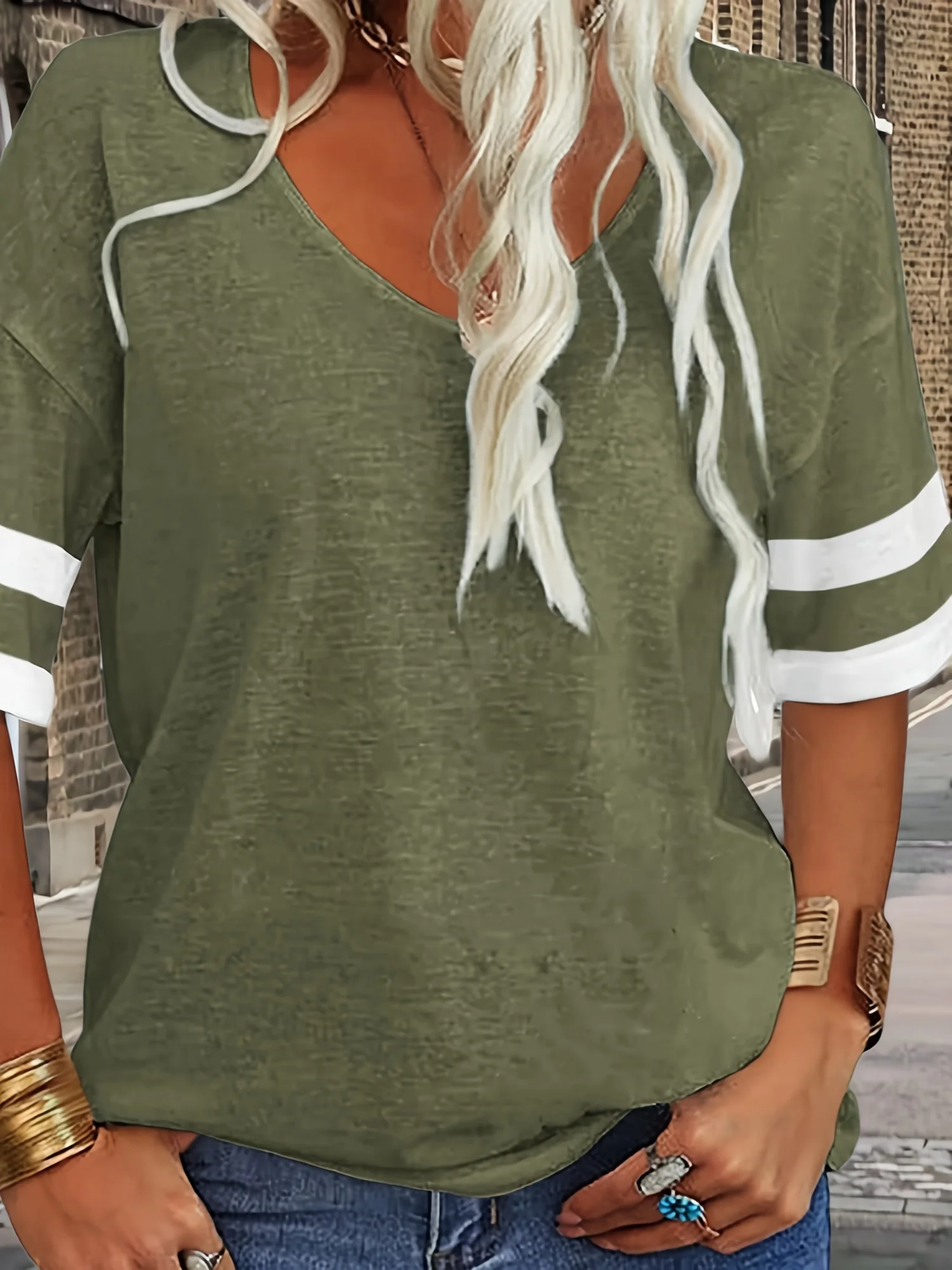 Simple Striped Cotton Loose T-Shirt